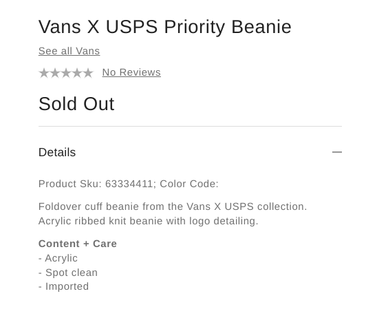 vans postal beanie
