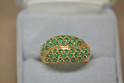 14K Yellow Gold Ring- With 52 lovely Emeralds.  Nice quality stones.