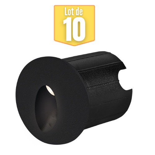 Mini spot LED mural étanche IP65 noir rond 2W éclairage extérieur lot