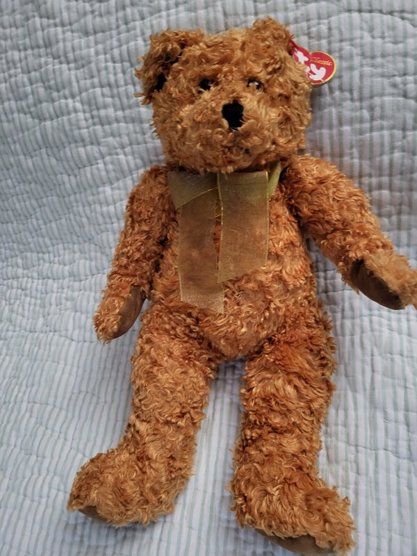 Vintage Ty Classic TEDDYBEARSARY  curly bear 100 Years Plush 2002 TySilk Velvet 