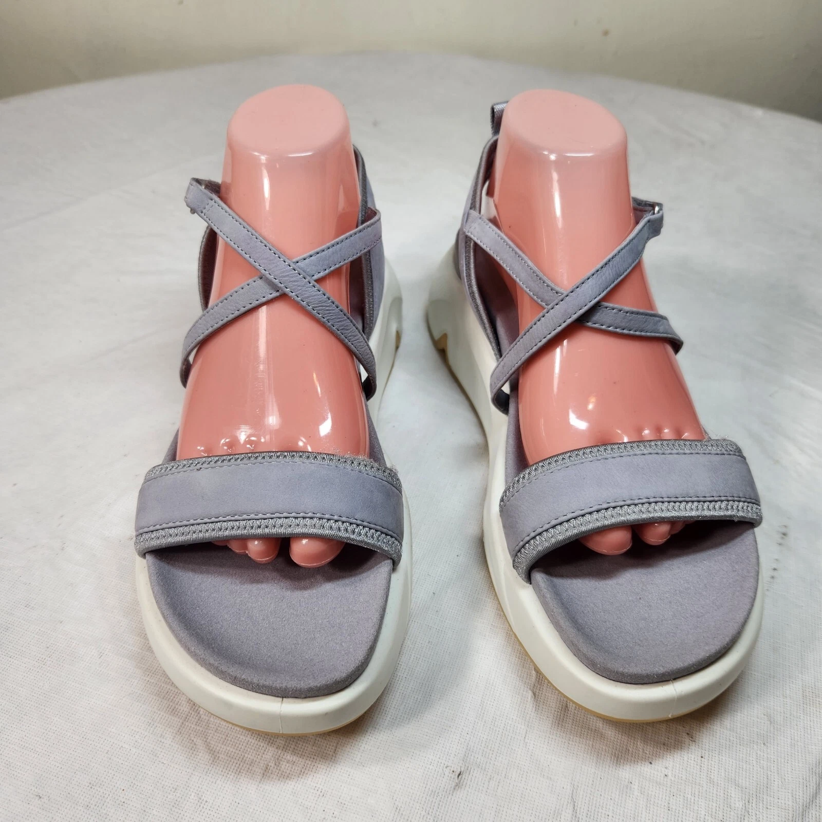 Sandali da donna Ecco taglia 10 10 5 scarpe in pelle scamosciata cinturino grosso grigio slingback 50