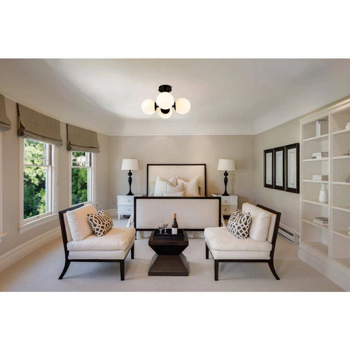 Z-Lite 18 in. 4-Light Matte Black Semi-Flush Mount with Matte Opal Glass - Picture 8 of 9