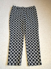 Womens Pants-TALBOTS-black/ivory pattern cotton "Hampshire Ankle" Classic-6P