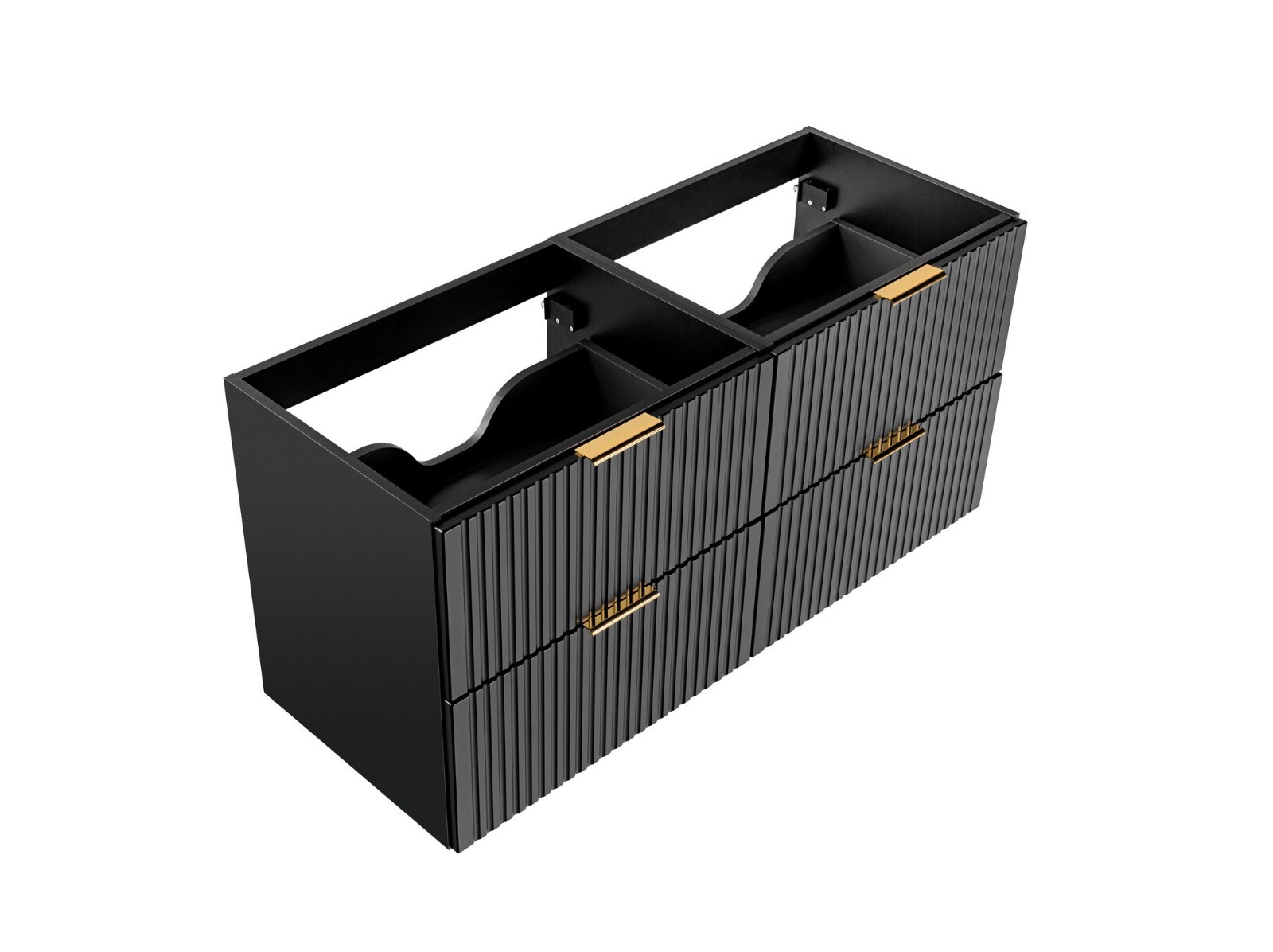 Bathroom Vanity Unit 600mm Ribbed Textured Black Modern Wall Hung