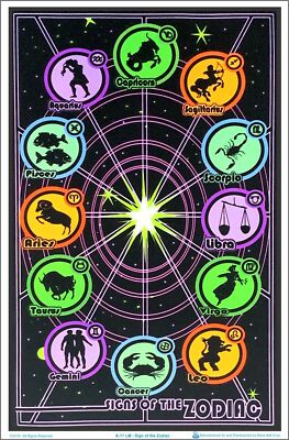 ZODIAC LOVERS ブラックライトポスター　サイケデリックポップアート Signs Of The Zodiac Blacklight Poster 23 x 35 | eBay