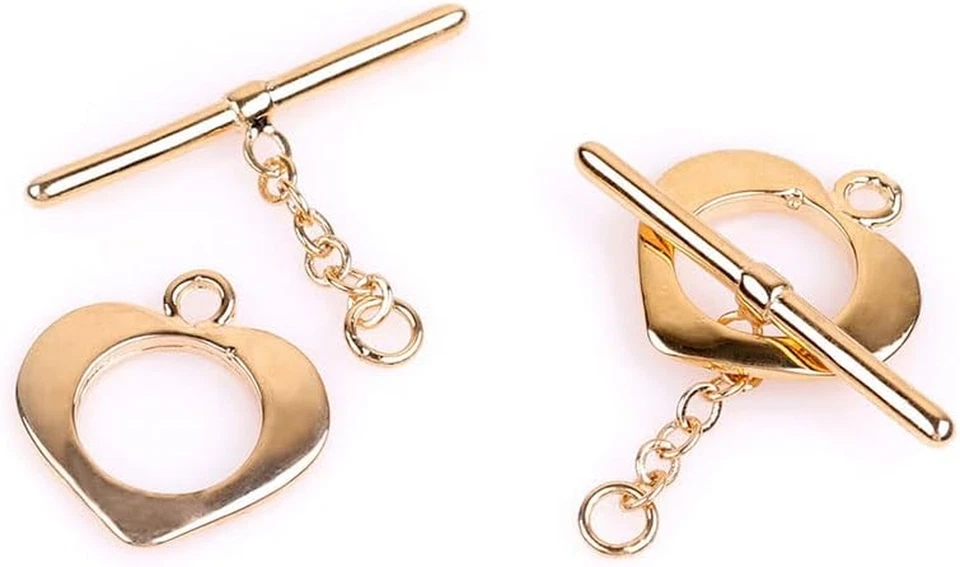 14K Yellow Gold Filled Toggle Heart Clasp for DIY Jewelry Craft Making Necklace - Image 4 of 4