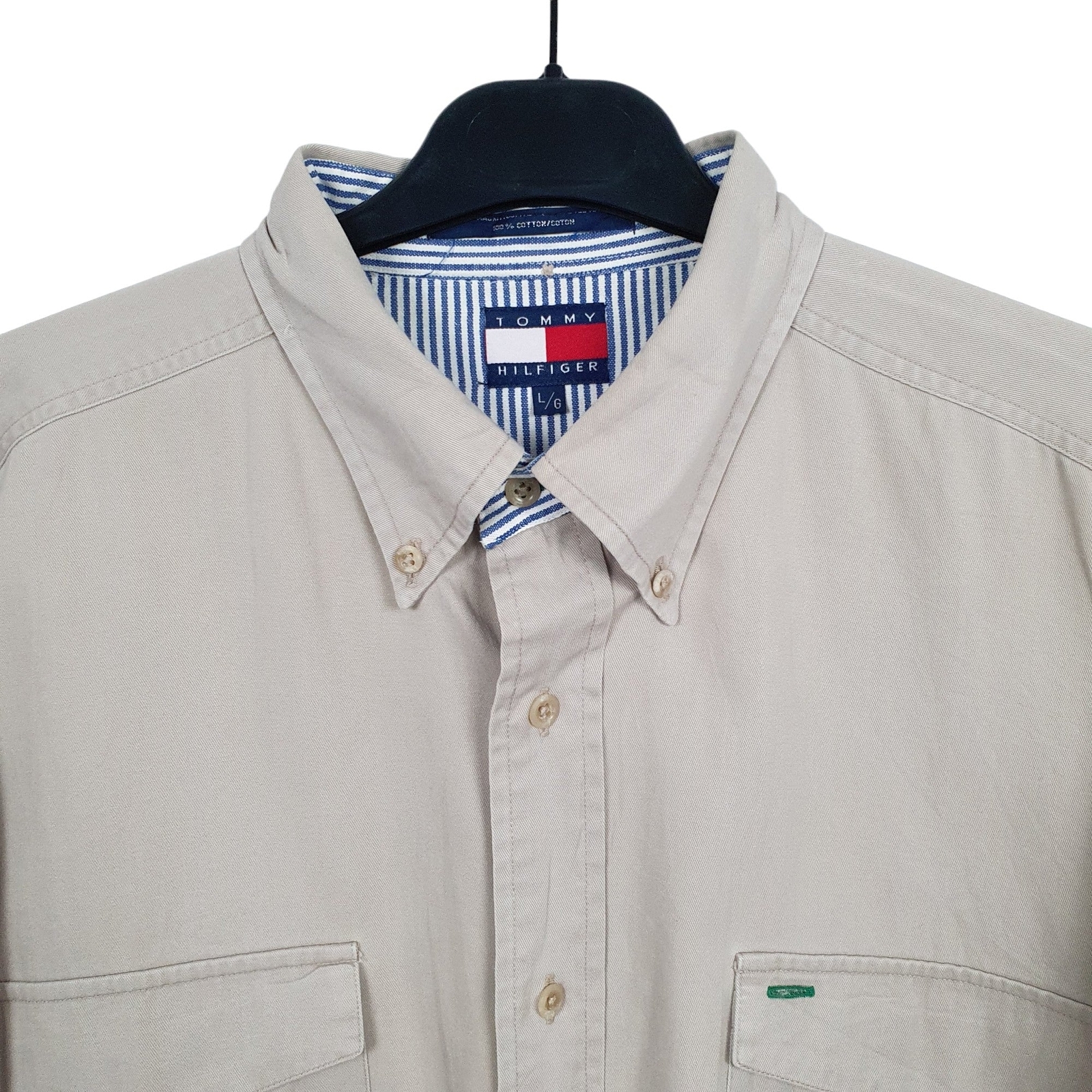 TOMMY HILFIGER Beige Shirt Long Sleeve Casual Mens XL image 2