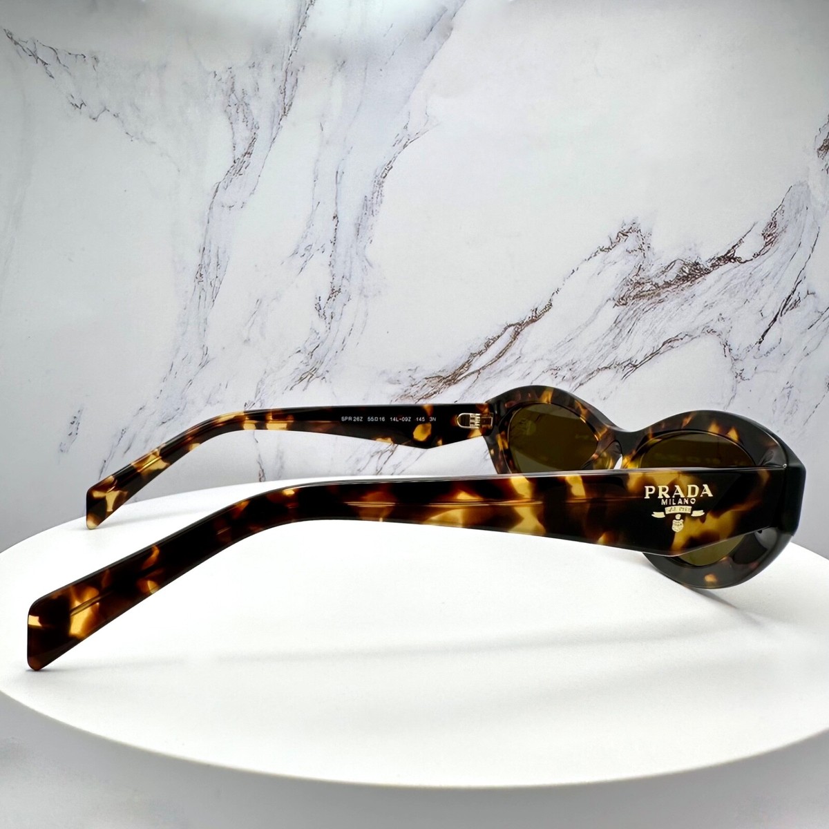 New PRADA Sunglasses 55-16-145mm Symbole Logo Brown Tortoise