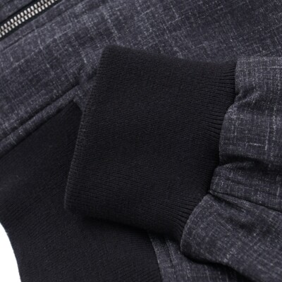 Isaia Dark Gray Melange Wool-Silk-Linen Jacket with Hood M (Eu 48