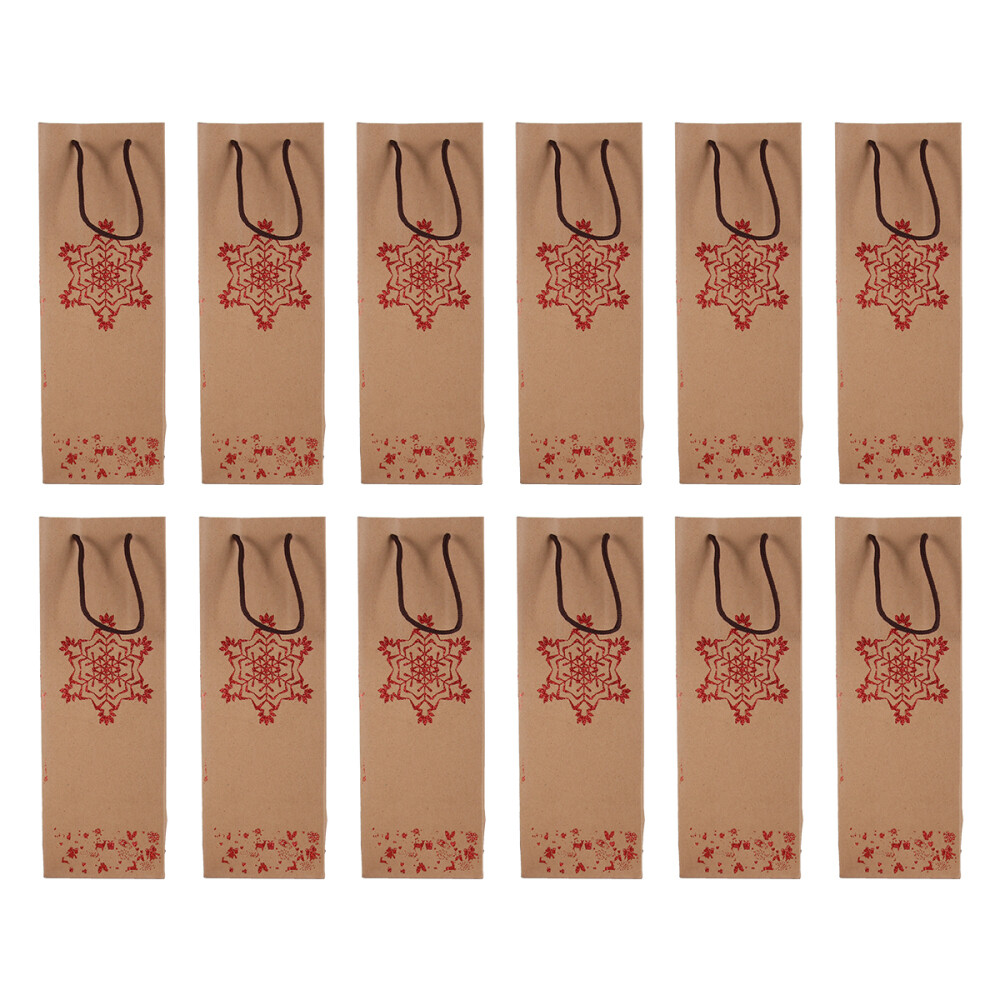 12 Pcs Christmas Wine Bag Holiday Bottle Covers Kraft Paper Gift Bags