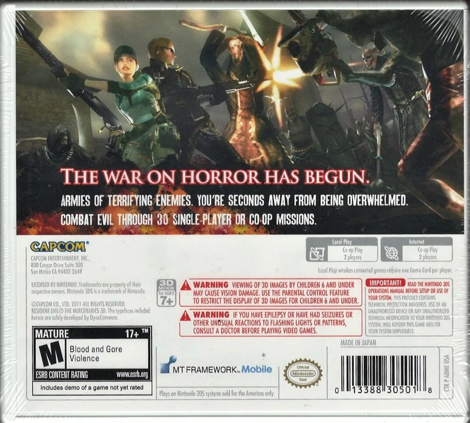 Resident Evil: The Mercenaries 3DS (Brand New Factory Sealed US Version) Nintend - Image 2 of 2