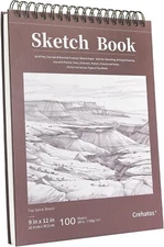 9" x 12" Sketch Book, Spiral Bound, 100 Sheets 68lb/100gsm Drawing Paper