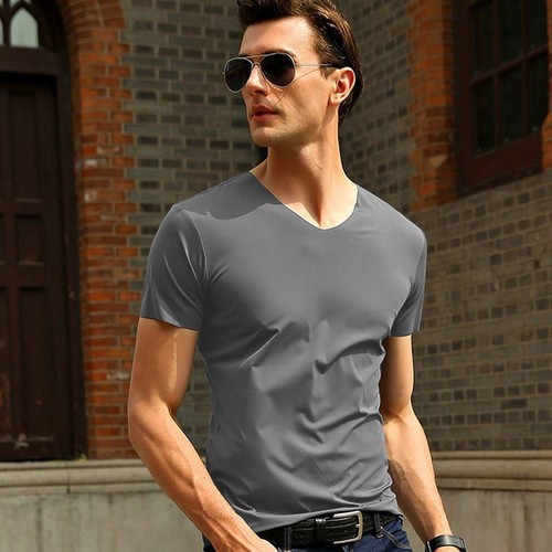 Ice Silk Short Sleeve T-shirt Men's Summer New Trend Half Sleeve T-shirt Loose - Picture 9 of 9