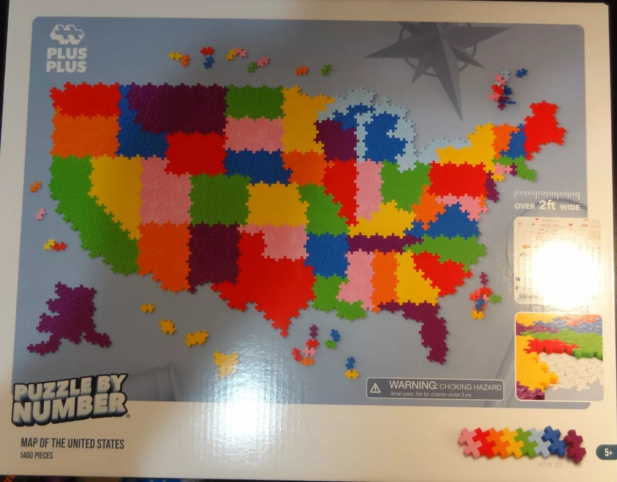 Plus Plus Puzzle By Number Map Of The United States 1400 Piece Building Set