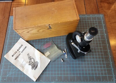 Amerscope VII Microscope 750X Japan w/ Original Box & Manual Vtg