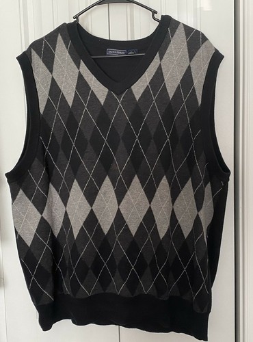 Saddlebred Gray Black Argyle Sweater 