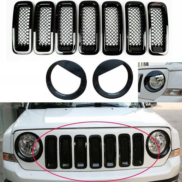 Front Mesh Grille Grill Angry Bird Headlight Cover for Jeep Patriot