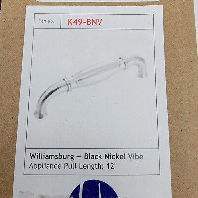 Hickory Hardware Williamsburg 12'' CTC Appliance Handle Pull Black Nickel K49-BNV