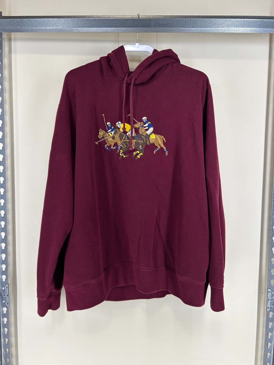 miurass 　　polobyRalphLauren PRESTON POLO RALPH LAUREN Mens Burgundy Triple Pony Graphic Fleece