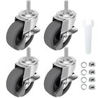 Caster Wheels, 3" Locking Swivel Stem Casters Set with Brake of 4, 3/8"-16 x 1"