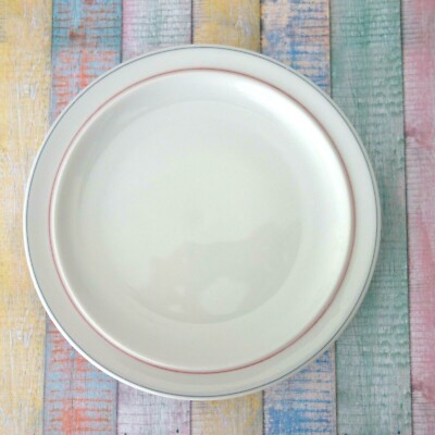 Thomas Scandic - 1 Kuchenteller - weiß Rand grau / rosa Vintage d 19,5 - mehr da