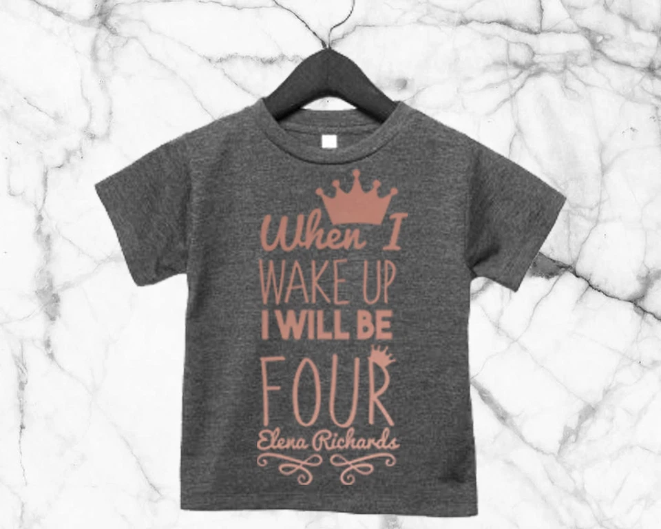 ADORED SOUL When I Wake Up Geburtstag Mädchen T-Shirt Top JEDES ALTER BELIEBIGER NAME Schlafanzug Kleinkind AS44