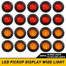 [AMBER/RED] Round Side Marker lights LED Bullet Light For PickupTruck Trailer 20