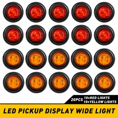 [AMBER/RED] Round Side Marker lights LED Bullet Light For PickupTruck Trailer 20