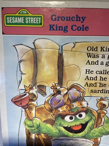 Sesame Street Grouchy King Cole tray puzzle Golden Western Publishing Oscar 1989 - Picture 3 of 7