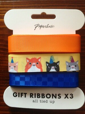 144 Packungen Paperchase Party Katze Geschenkbänder x3 verschiedene Bänder je 3 Meter