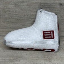 Evnroll Putter Headcover Faux Leather White Red Script Logo Blade USA