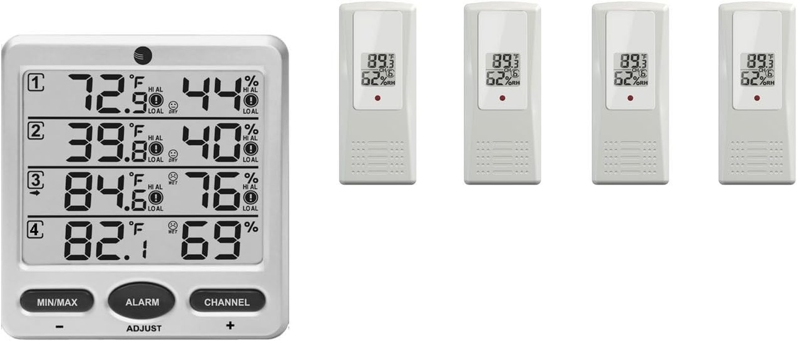 WS-10-X4 Wireless Indoor/Outdoor 8 Channel Thermo-Hygrometer
