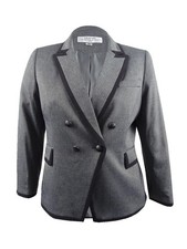 Tahari ASL Women's Double-Breasted Jacket 8, Grey/Black 