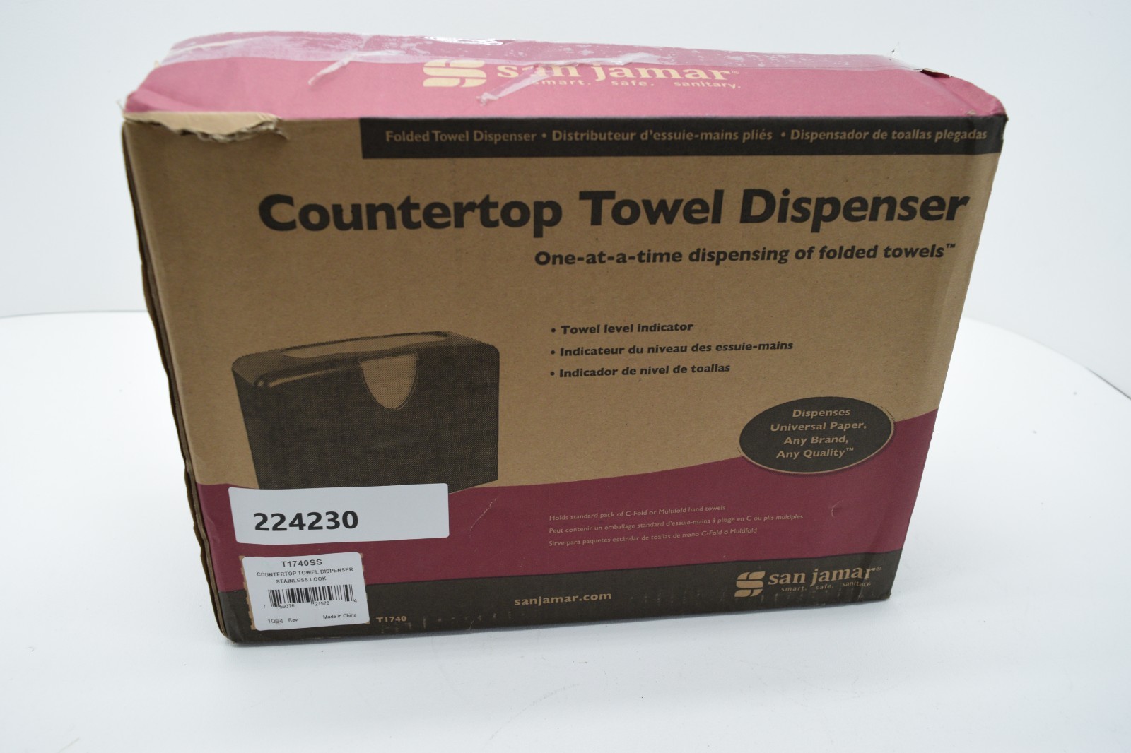 San Jamar Countertop Paper Towel Dispenser Holds Multifold, C-Fold, New