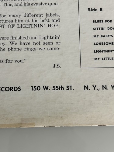 ORIG 1959 Lightnin' Hopkins LP LIGHTNIN' AND BLUES;BLACK LBL Herald LP 1012 MONO - Picture 16 of 17