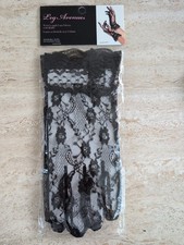 Leg Avenue G1260 Lace Wrist Length Ruffle Gloves Black