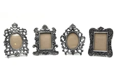 Lot Of Mini Silver Tone Picture Frame Filigree Ornate Photo Frames