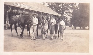 Vintage photo B/W 1924 People horses posing front of Pine Valley Store Post Off.