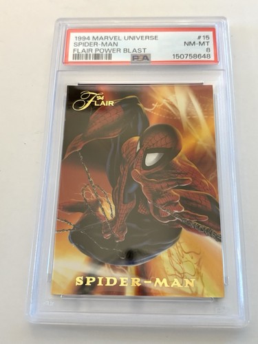 1994 Flair Marvel Universe Spider-Man Power Blast #15 PSA 8 NM-MT Graded Insert