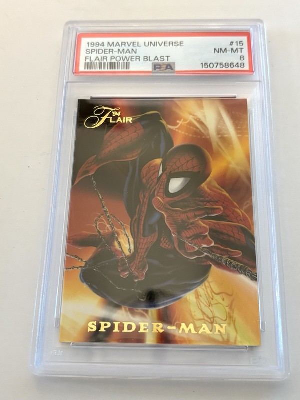 1994 Flair Marvel Universe Spider-Man Power Blast #15 PSA 8 NM-MT Graded Insert