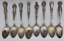 Sterling Silver Souvenir Spoons Antique 150.59 Grams