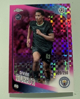 2025-26 Topps Chrome UEFA CC Divine Mukasa Pink Geometric Refractor 020/250