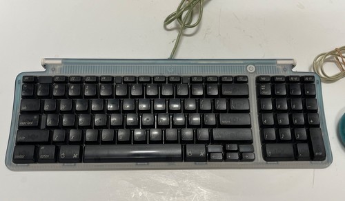 Vintage PAIR of 1998 APPLE USB KEYBOARD & MOUSE Model M2452 M4848 BLUE tested - Picture 2 of 14