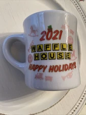 Waffle House 2021 Happy Holidays Ceramic Coffee Mug Wilson the Waffle Elf