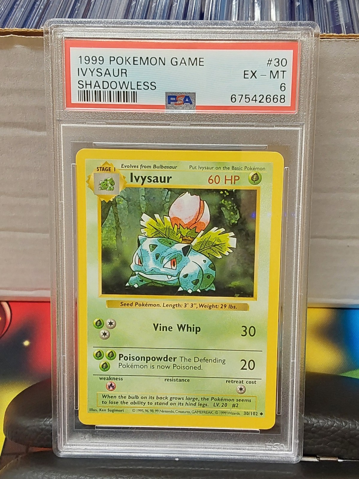 1999 Pokémon Base Set Unlimited Shadowless Ivysaur #30/102 PSA 6