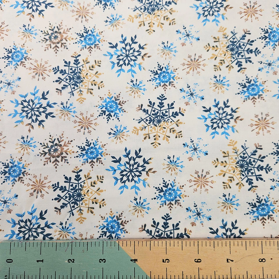 THE CRAFT COTTON CO. Festive Snowflakes Cotton Prints 100% Cotton 112cm Wide Digitally Printed Fabric