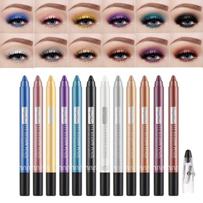 12 Teiliges Lidschattenstift Set, Langanhaltender Glitzer Mehrzweck Eyeliner ...