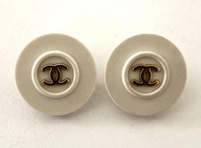 CHANEL vintage logo buttons white x gold 20mm set of 2