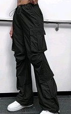 unbranded Women's Cargo Pants multiple Pockets Drawstring Streetwear baggy SzM