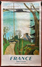 Plakat Tourismus BRETAGNE BRITTANY Zug SNCF Eisenbahnen GENIS 62x100cm 1957